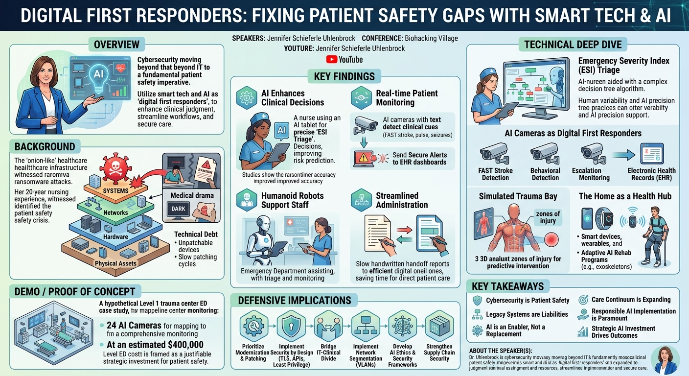 Visual summary for Digital First Responders: Fixing Patient Safety Gaps with Smart Tech & AI by Jennifer Schieferle Uhlenbrock
