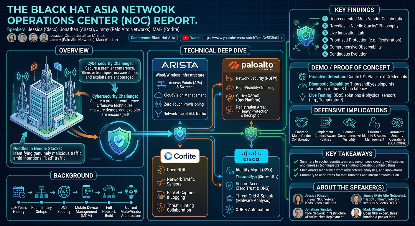 Visual summary for The Black Hat Asia Network Operations Center (NOC) Report
