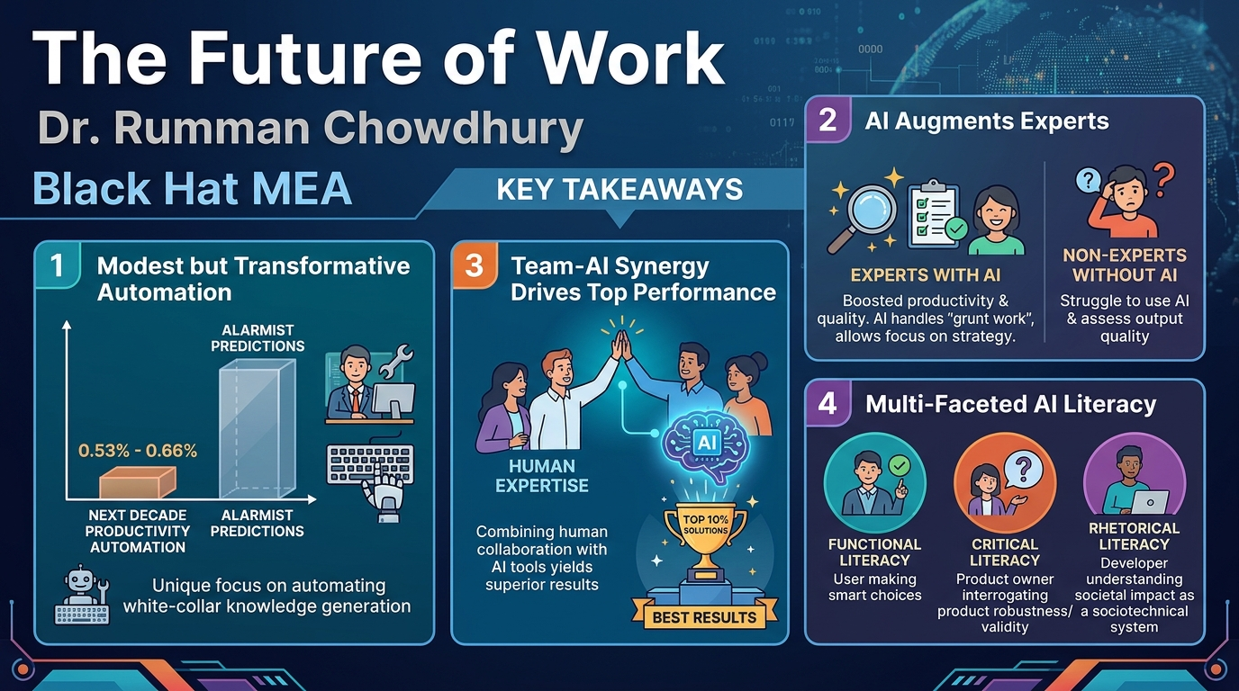 Visual summary for The Future of Work by Dr. Rumman Chowdhury