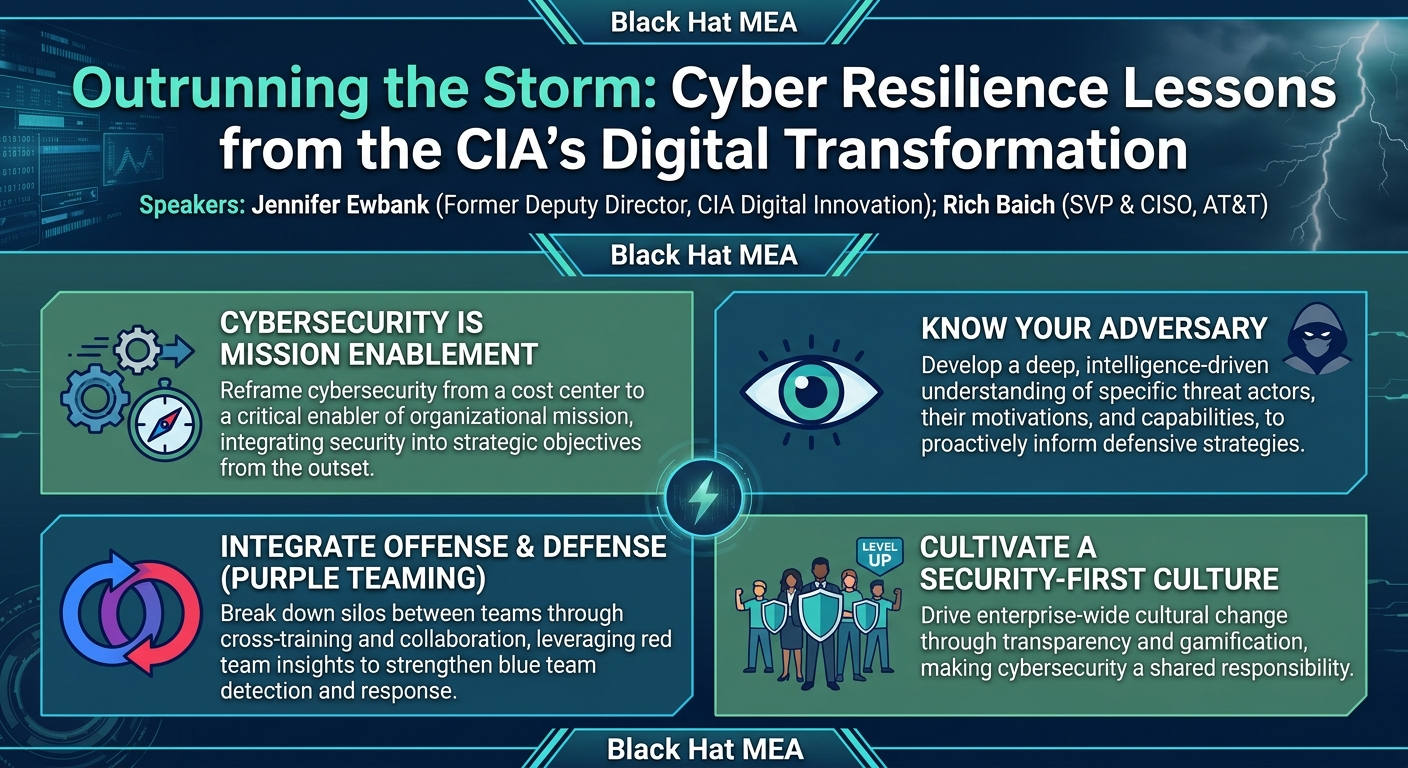 Visual summary for Outrunning the Storm: Cyber Resilience Lessons from the CIA's Digital Transformation by Jennifer Ewbank, Rich Baich