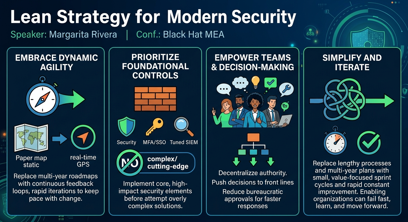 Visual summary for Lean Strategy for Modern Security by Margarita Rivera