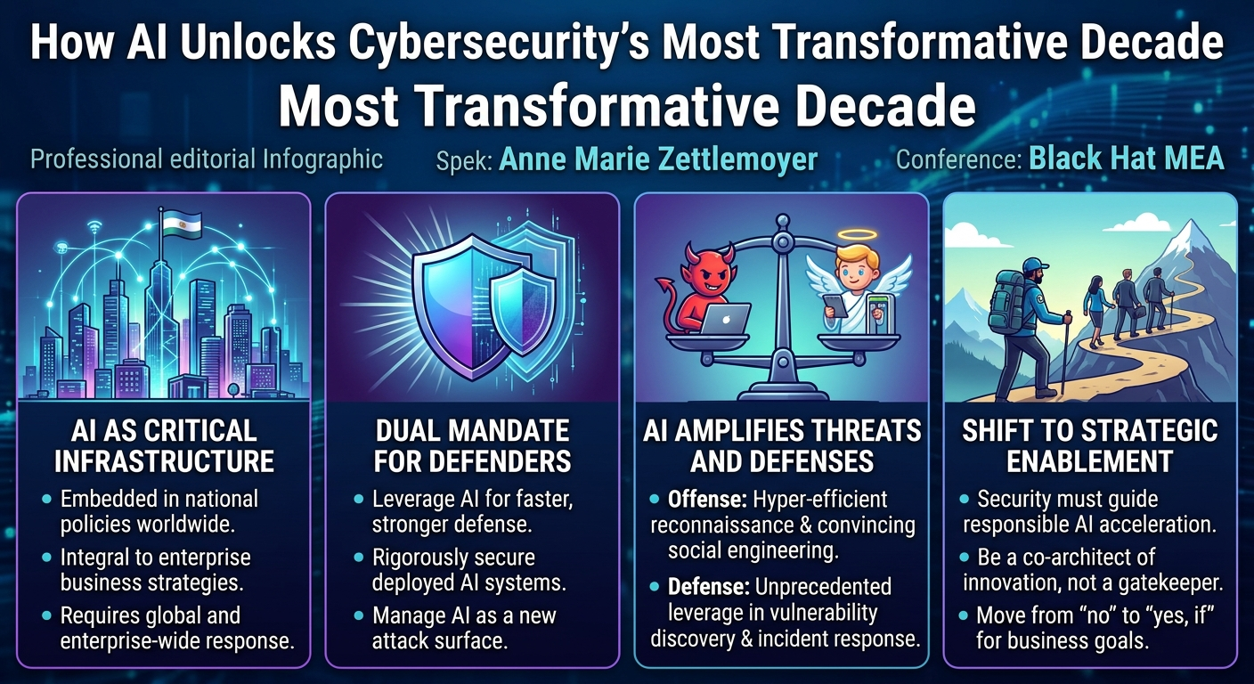 Visual summary for How AI Unlocks Cybersecurity's Most Transformative Decade by Anne Marie Zettlemoyer