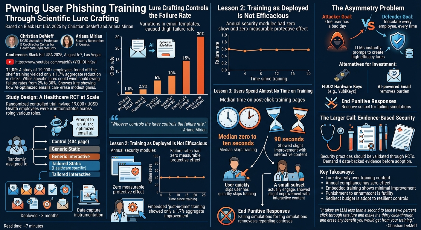 Visual summary for Pwning User Phishing Training Through Scientific Lure Crafting