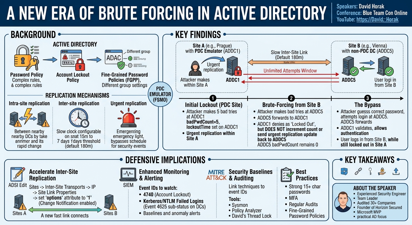 Visual summary for A New Era of Brute Forcing in Active Directory by David Horak