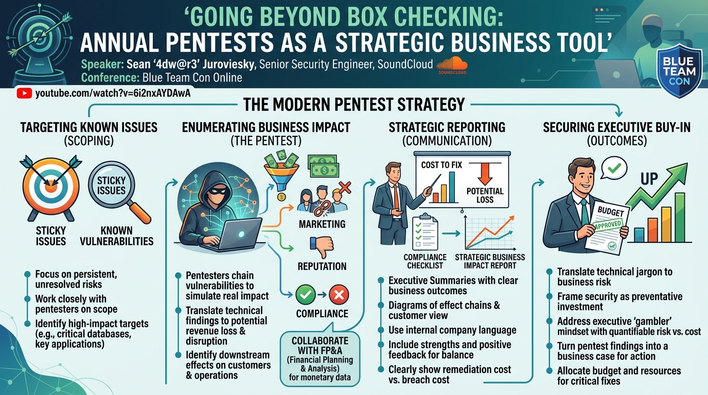 Visual summary for Going Beyond Box Checking with Annual Pentests by Sean ‘4dw@r3’ Juroviesky