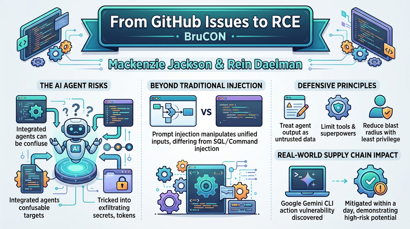Visual summary for From GitHub Issues to RCE by Mackenzie Jackson, Rein Daelman