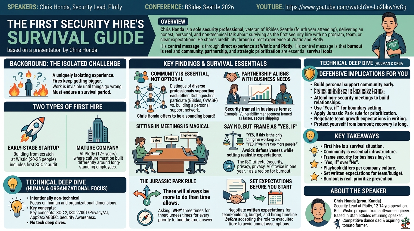 Visual summary for The First Security Hire's Survival Guide by Chris Honda