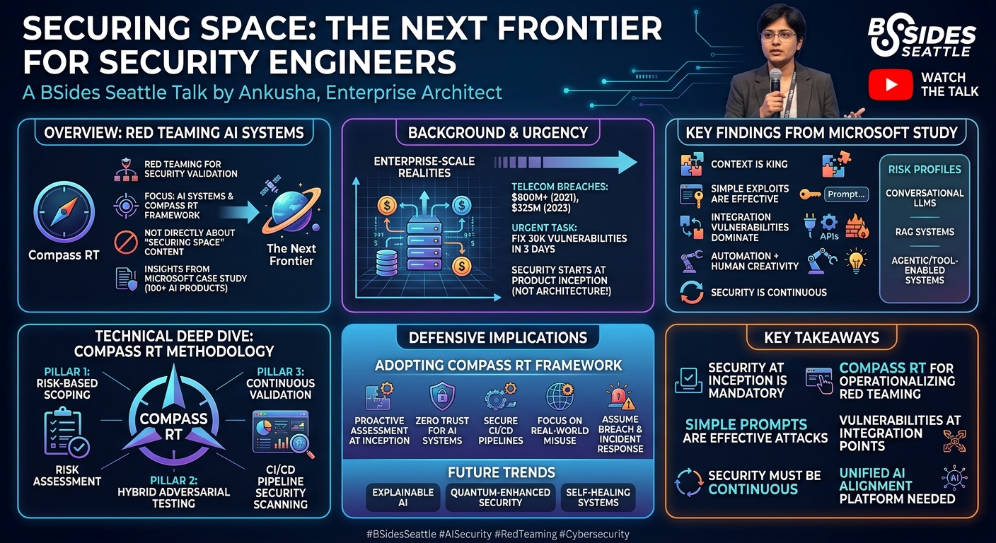 Visual summary for Securing Space: The Next Frontier for Security Engineers by Ankush Gupta