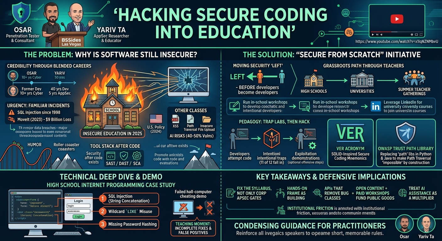 Visual summary for Hacking Secure Coding Into Education by Or Sahar, Yariv Tal