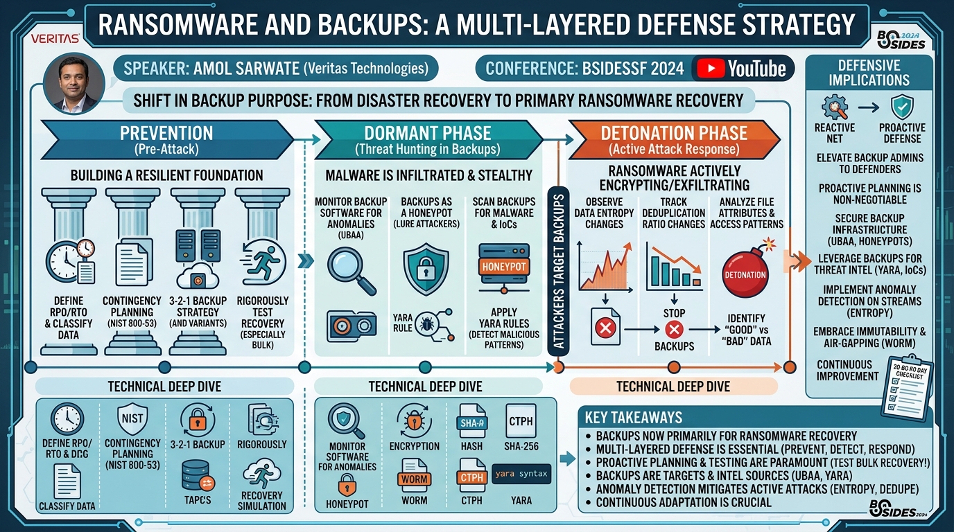Visual summary for Ransomware and Backups: A Multi-Layered Defense Strategy by Amol Sarwate