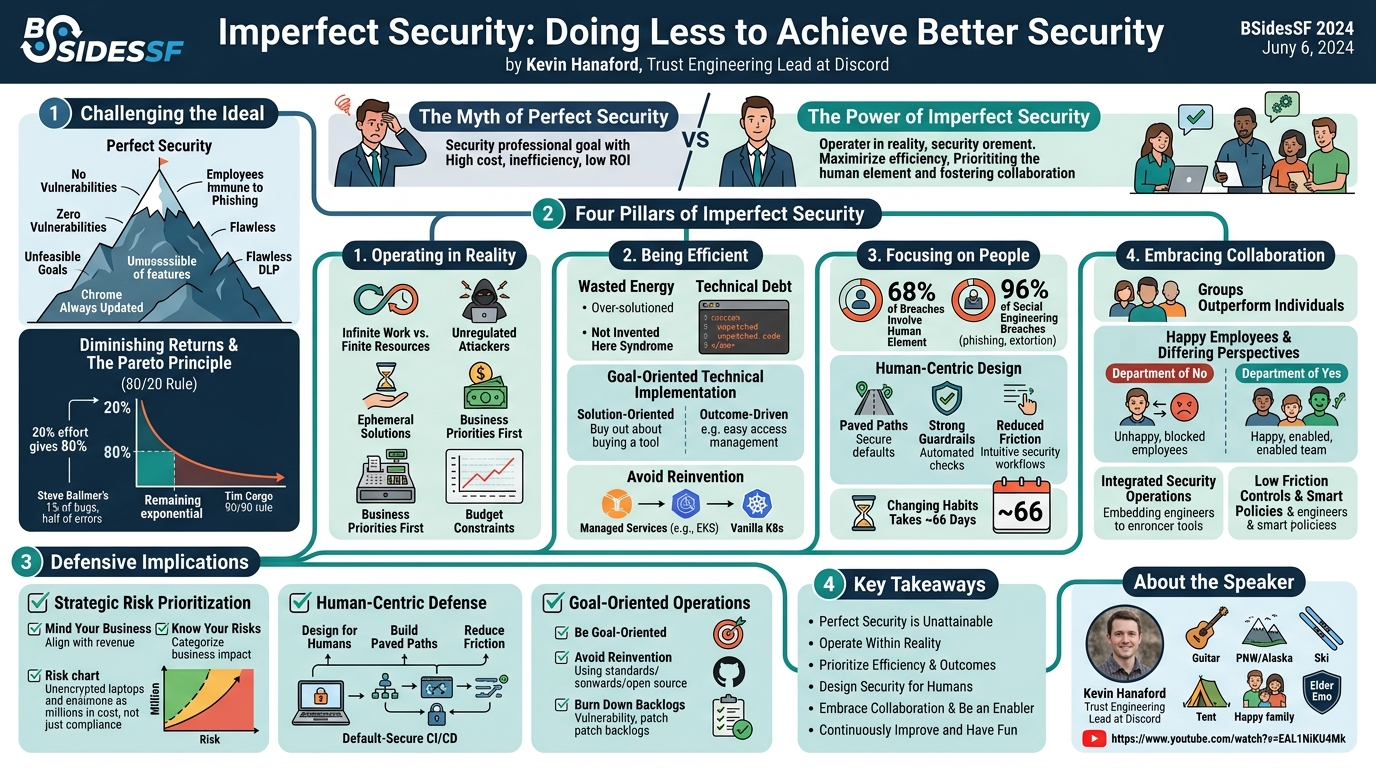 Visual summary for Imperfect Security: Doing Less to Achieve Better Security by Kevin Hanaford