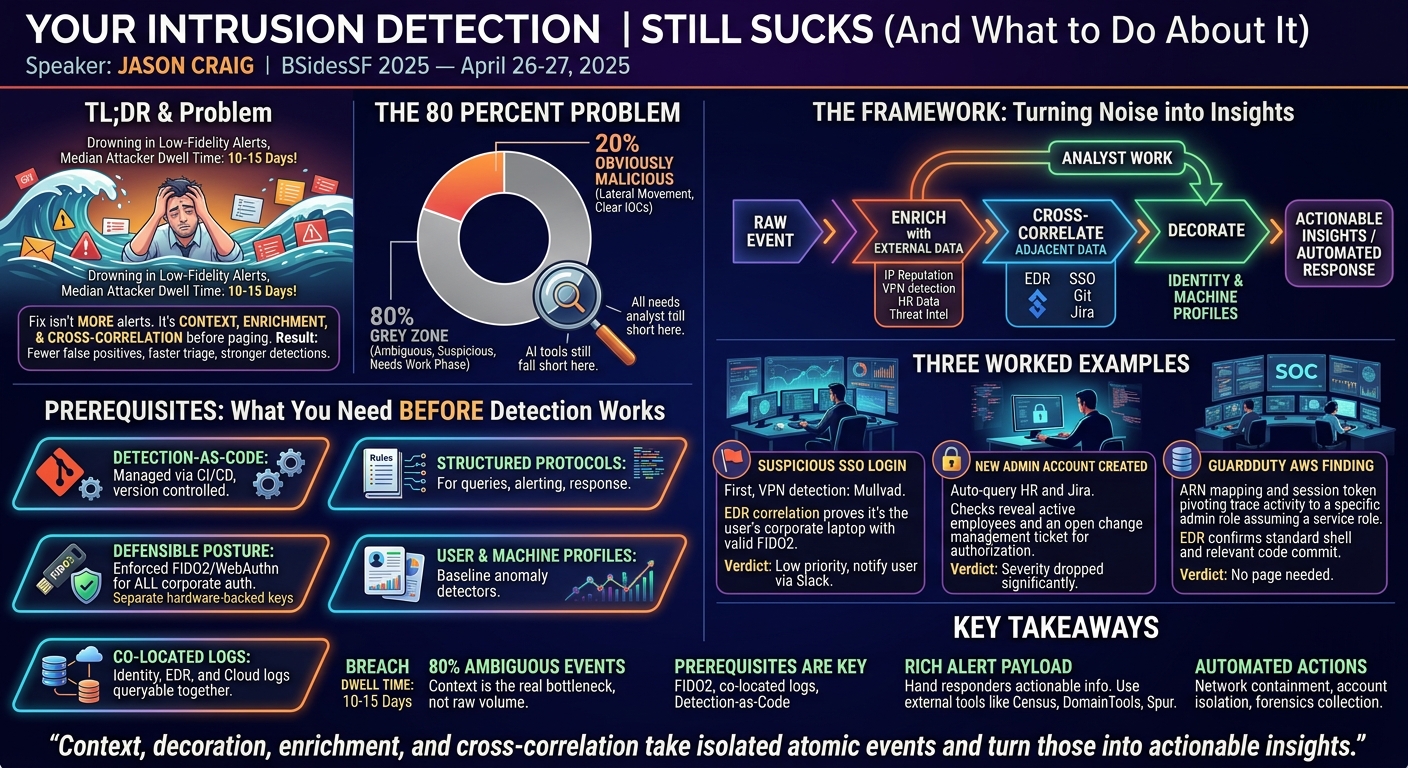 Visual summary for Your Intrusion Detection Still Sucks (And What to Do About It) by Jason Craig