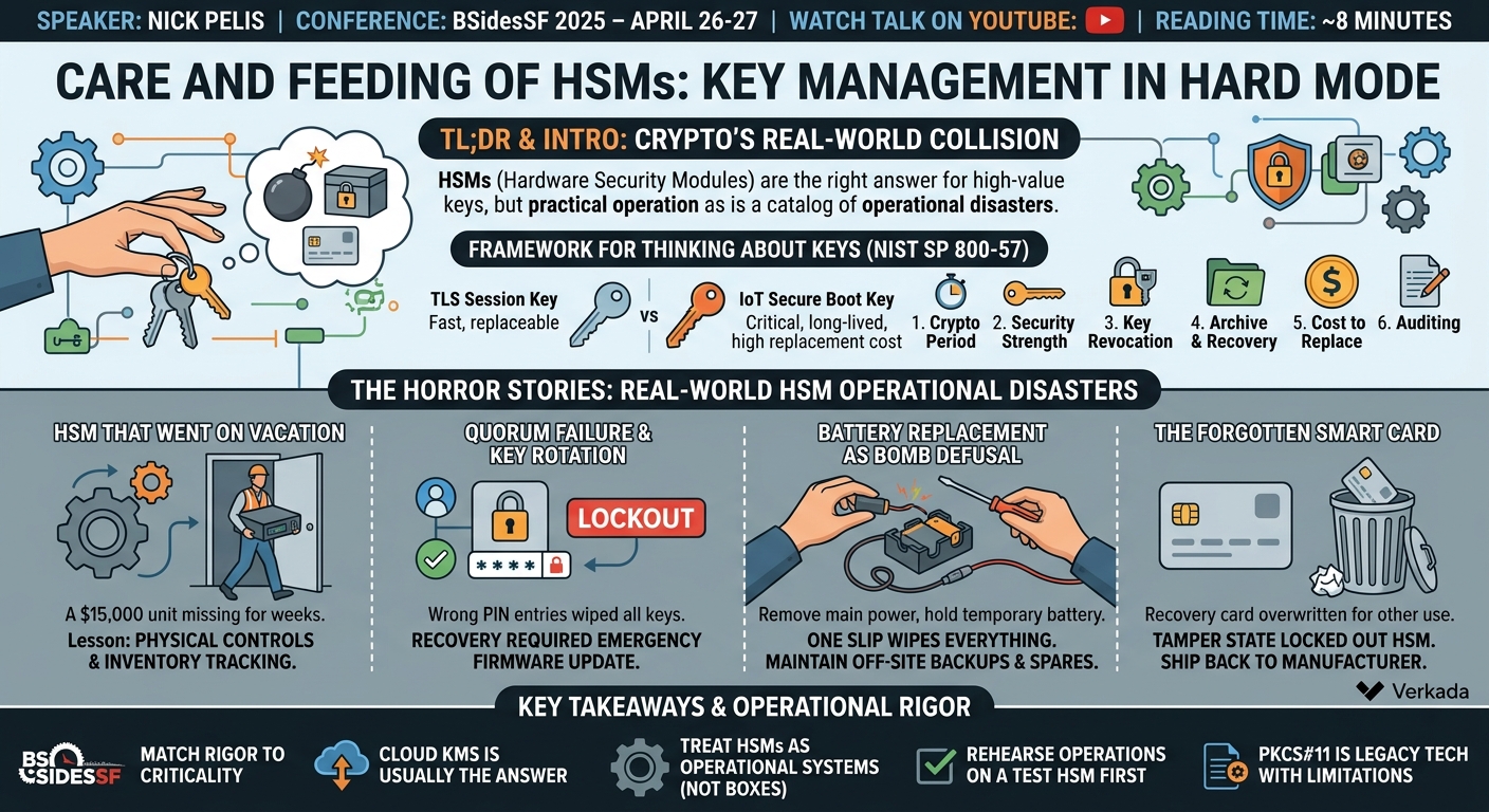 Visual summary for Care and Feeding of HSMs: Key Management in Hard Mode by Nick Pelis