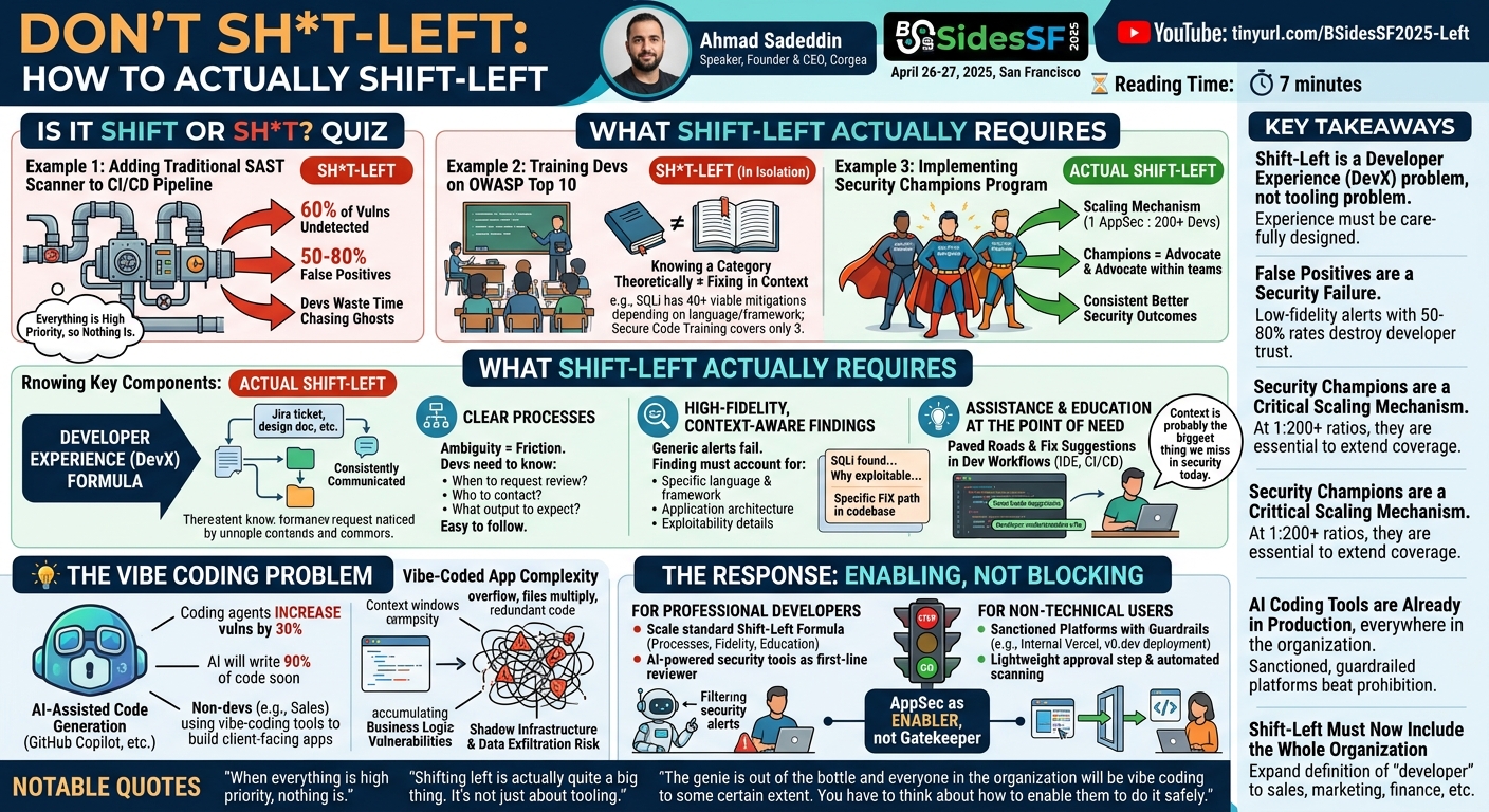 Visual summary for Don't Sh*t-Left: How to Actually Shift-Left by Ahmad Sadeddin