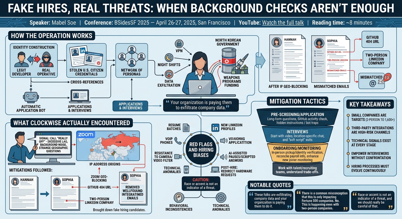 Visual summary for Fake Hires, Real Threats: When Background Checks Aren't Enough by Mabel Soe