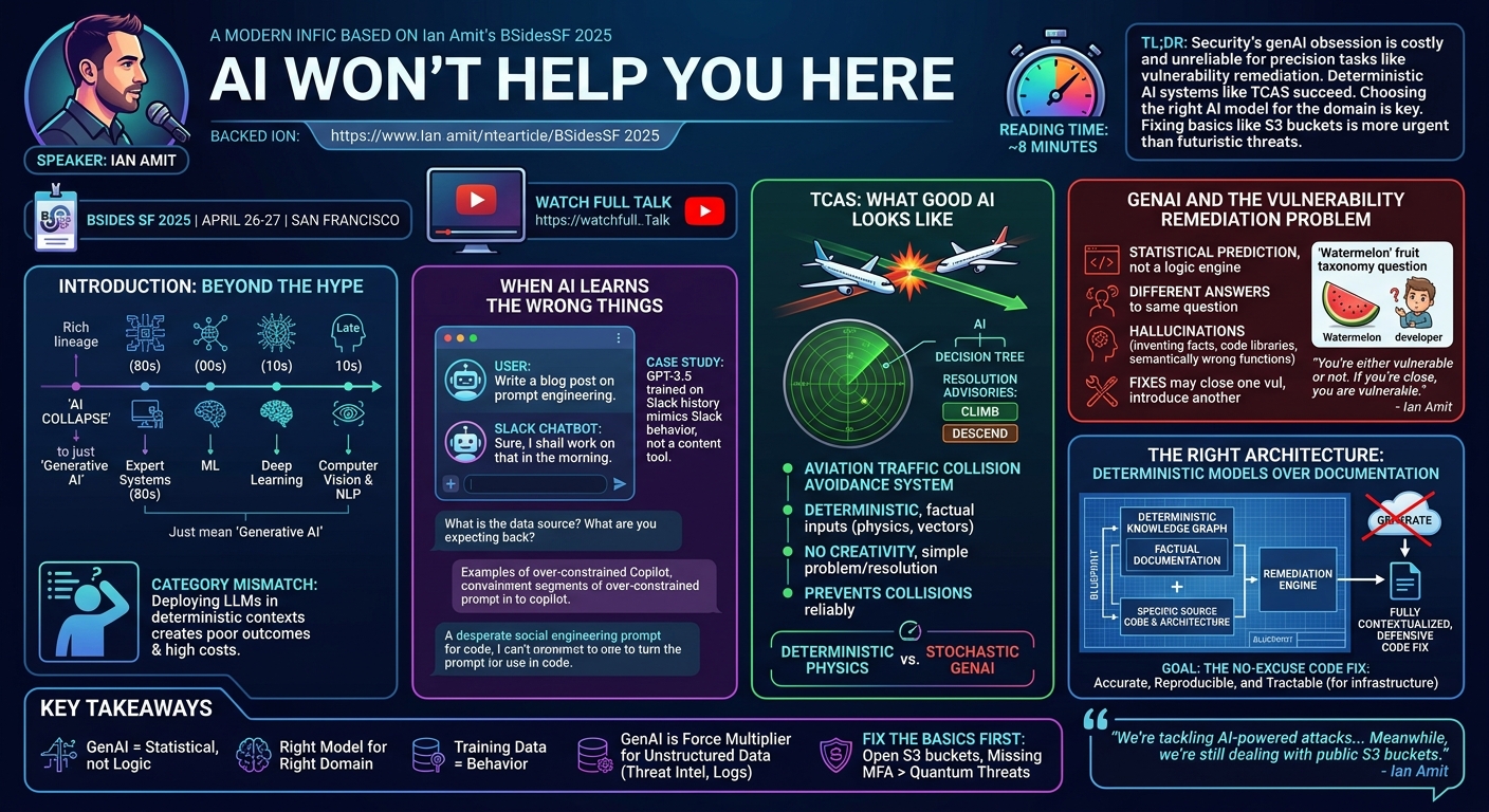Visual summary for AI Won't Help You Here by Ian Amit