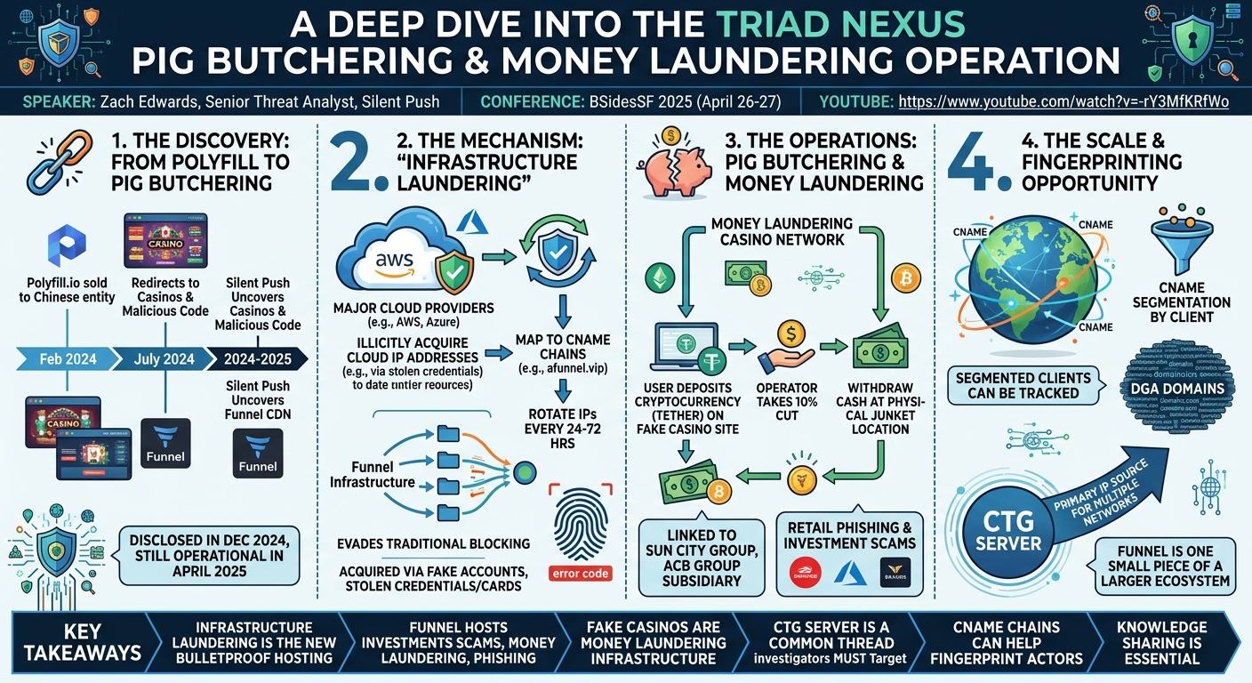 Visual summary for A Deep Dive into the Triad Nexus Pig Butchering & Money Laundering Operation by Zach Edwards