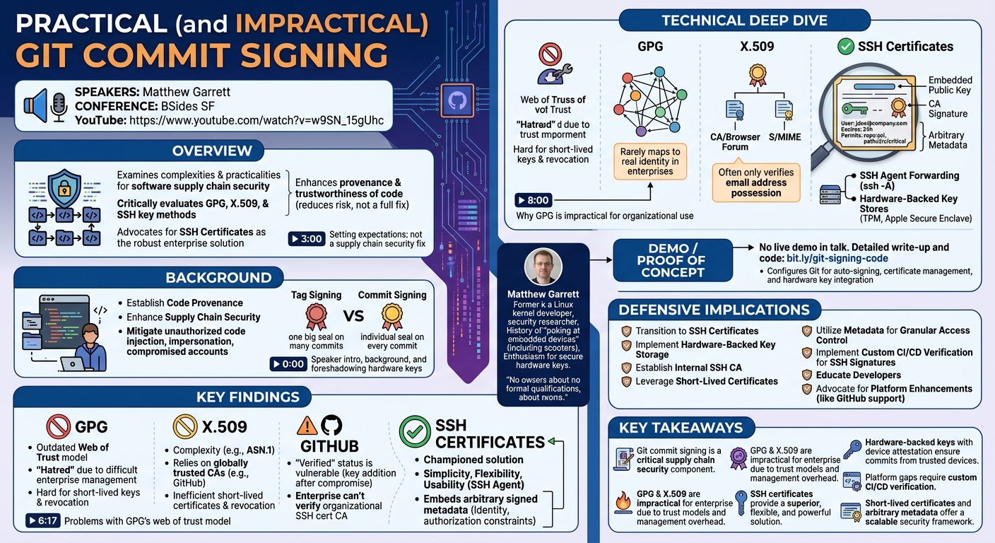 Visual summary for Practical (and impractical) git commit signing by Matthew Garrett