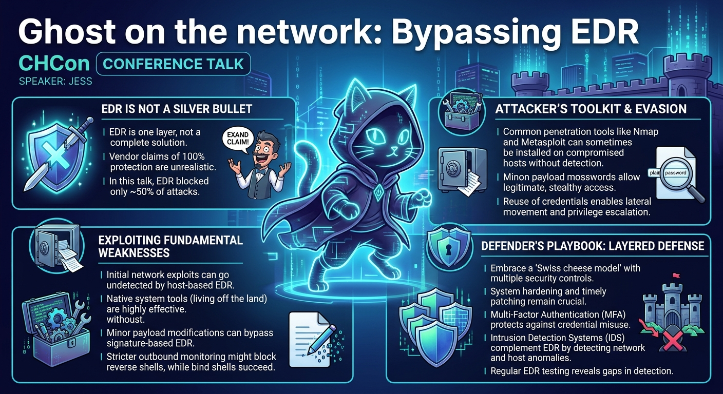 Visual summary for Ghost on the network: Bypassing EDR by Jess