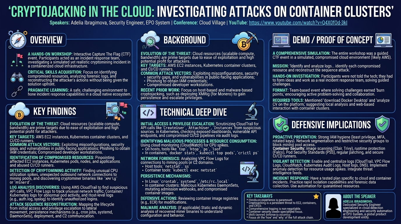 Visual summary for Cryptojacking in the Cloud: Investigating Attacks on Container Clusters by Adelia Ibragimova