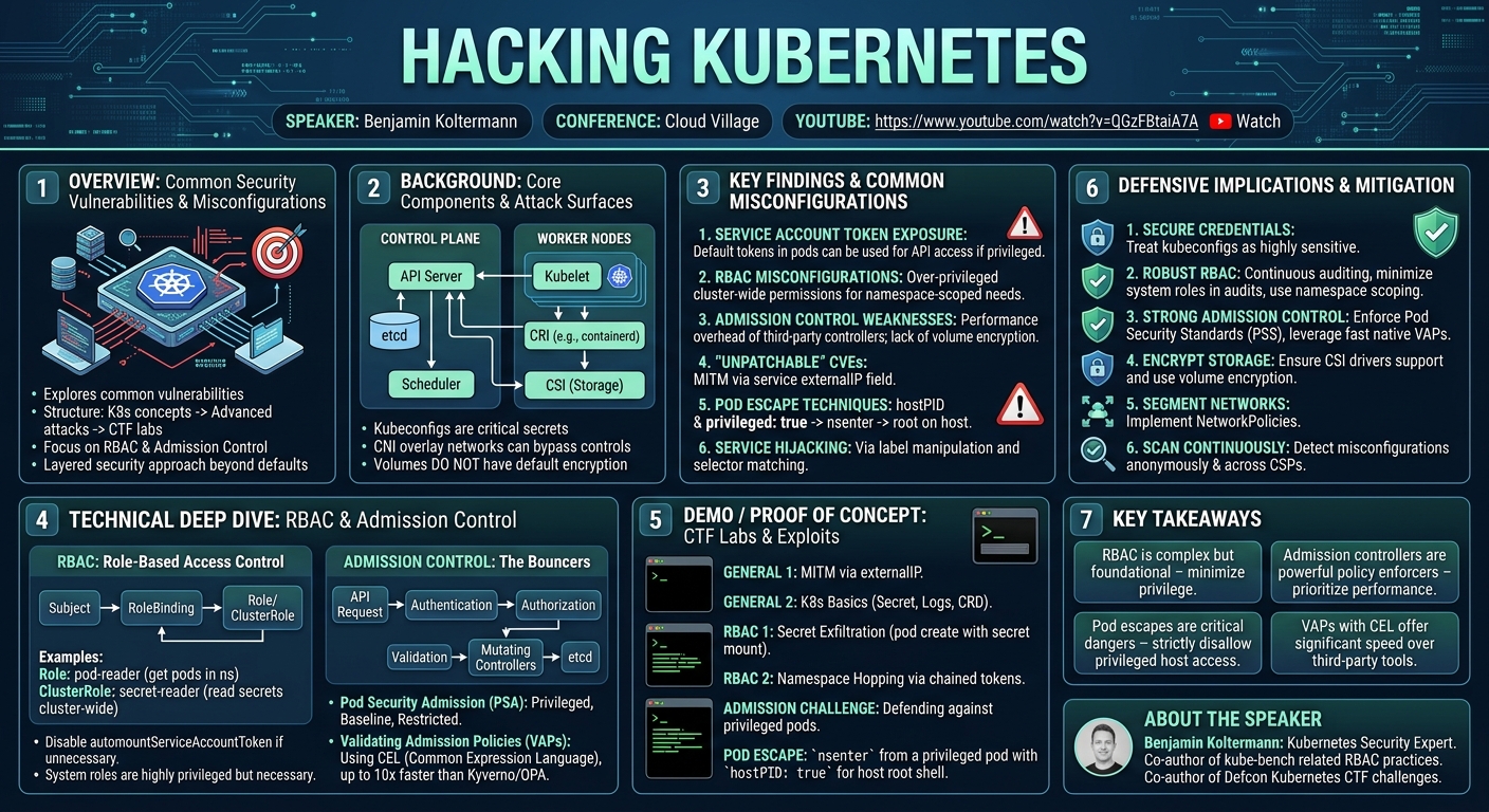 Visual summary for Hacking Kubernetes by Benjamin Koltermann