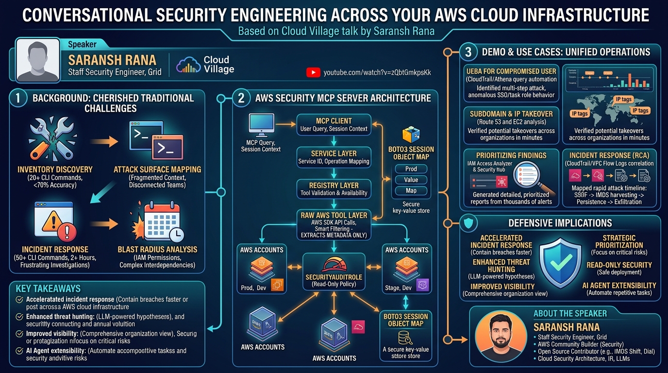 Visual summary for Conversational Security engineering across your aws cloud infrastructure by Saransh Rana