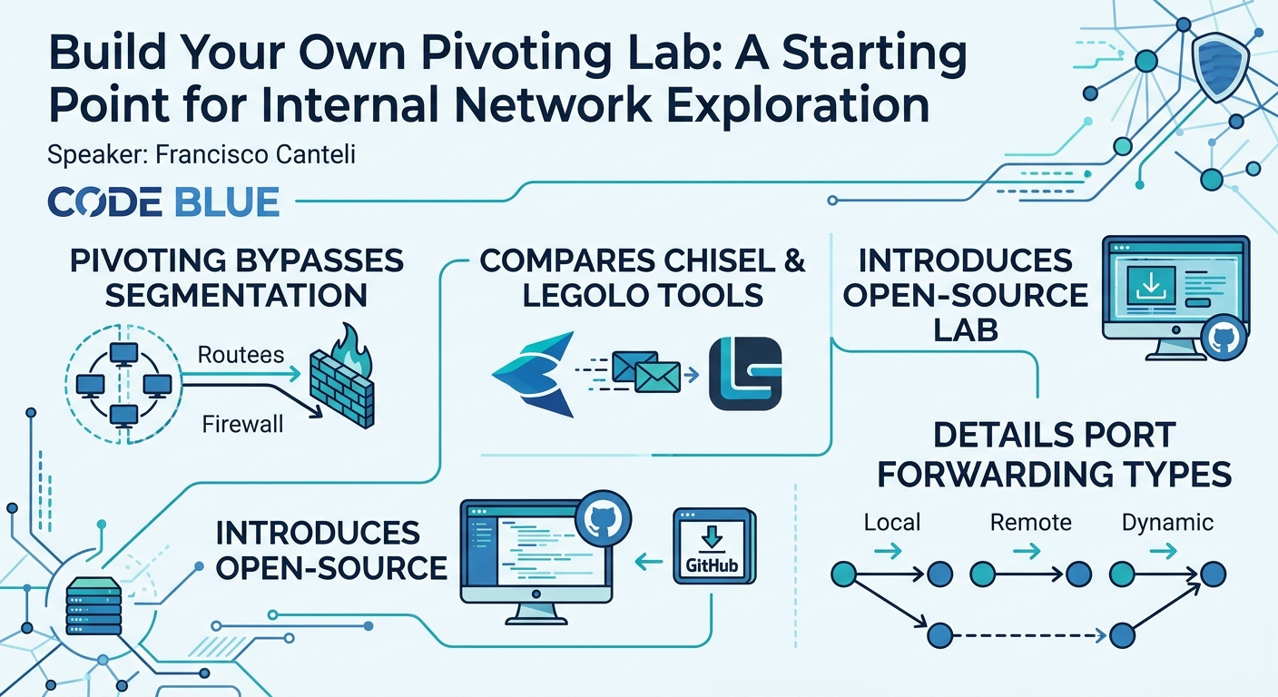Visual summary for Build Your Own Pivoting Lab: A Starting Point for Internal Network Exploration by Francisco Canteli