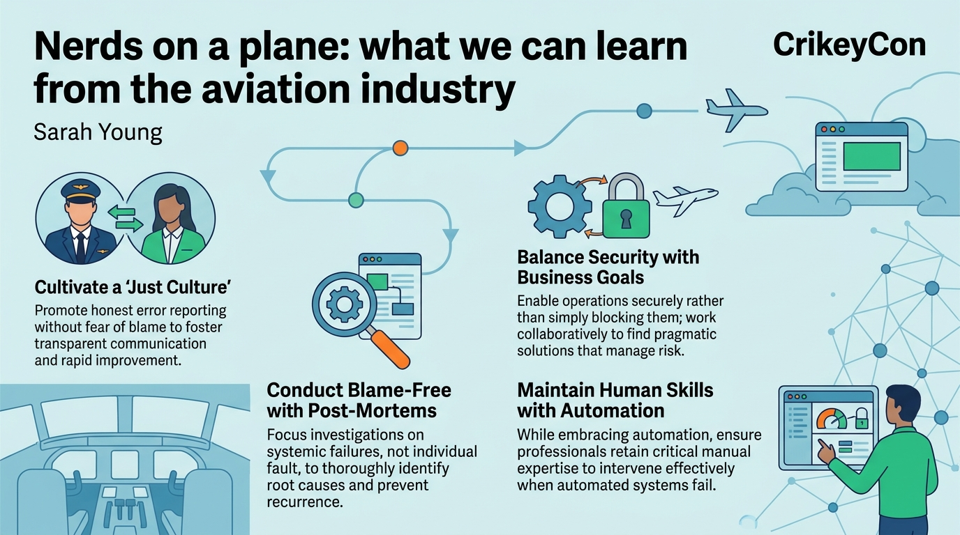 Visual summary for Nerds on a plane: what we can learn from the aviation industry by Sarah Young