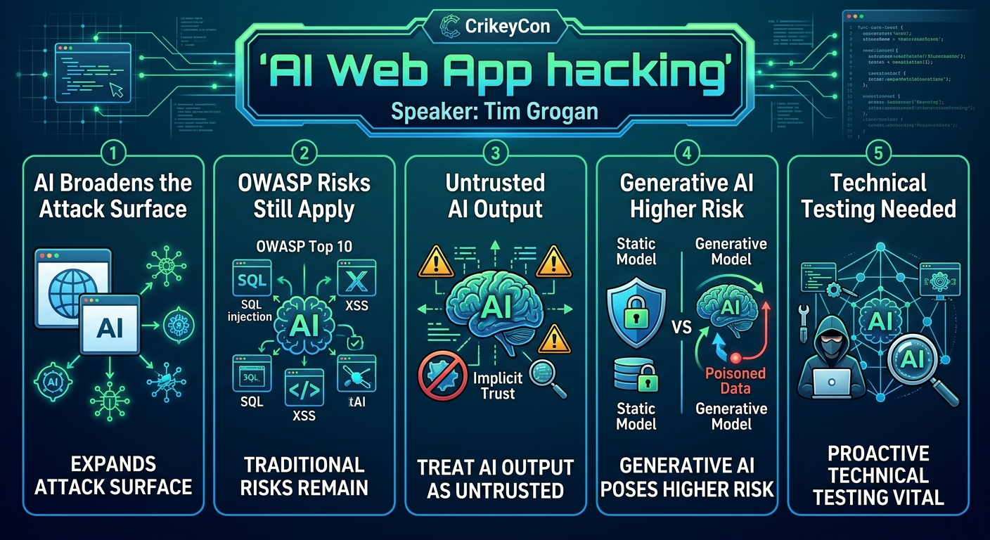 Visual summary for AI Web App hacking by Tim Grogan