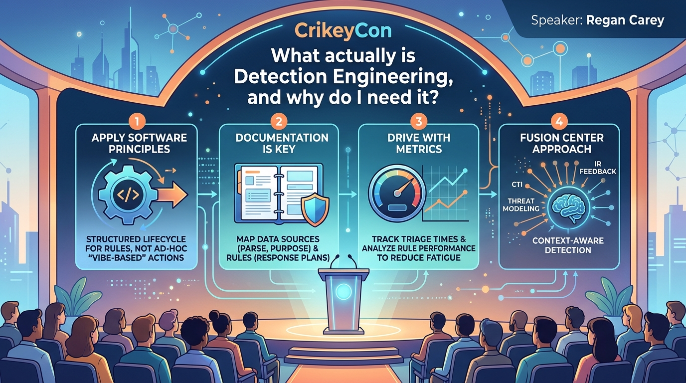 Visual summary for What actually is Detection Engineering, and why do I need it? by Regan Carey