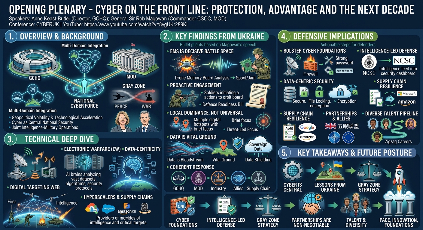 Visual summary for Opening Plenary - Cyber on the Front Line: Protection, Advantage and the Next Decade by Anne Keast-Butler, General Sir Rob Magowan