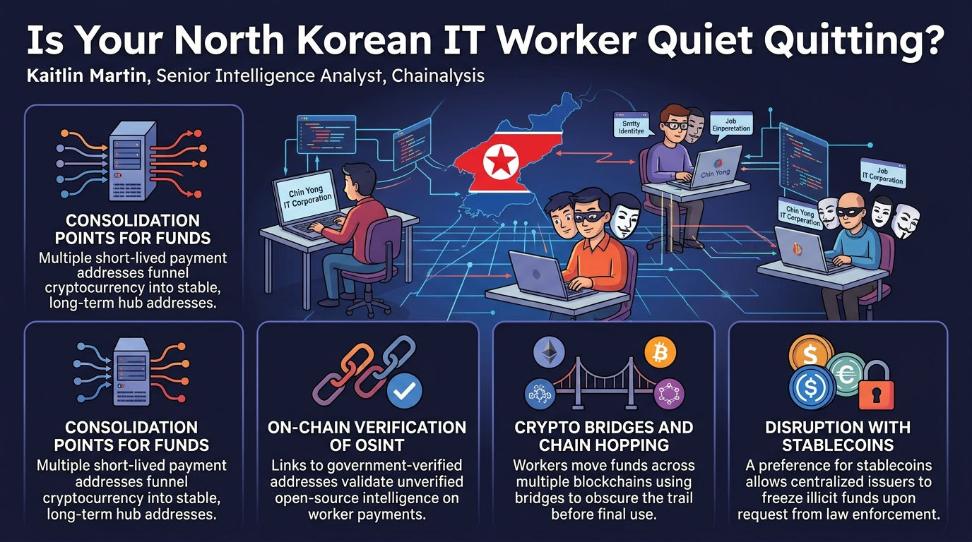 Visual summary for Is Your North Korean IT Worker Quiet Quitting? by Kaitlin Martin