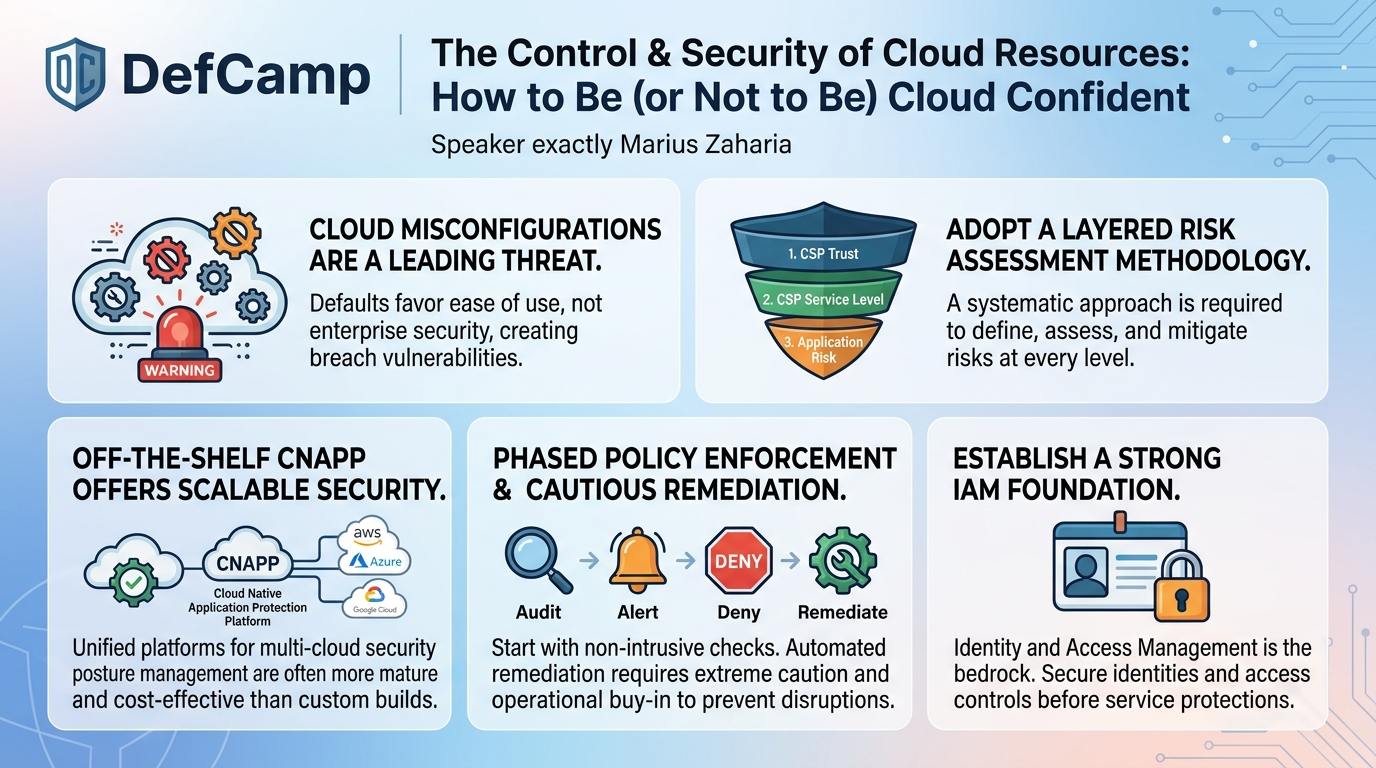 Visual summary for The Control & Security of Cloud Resources: How to Be (or Not to Be) Cloud Confident by Marius Zaharia