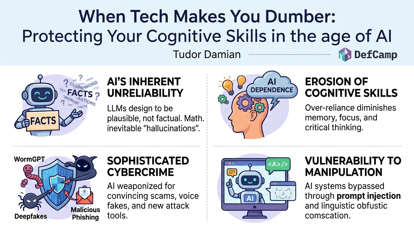 Visual summary for When Tech Makes You Dumber: Protecting Your Cognitive Skills in the age of AI by Tudor Damian