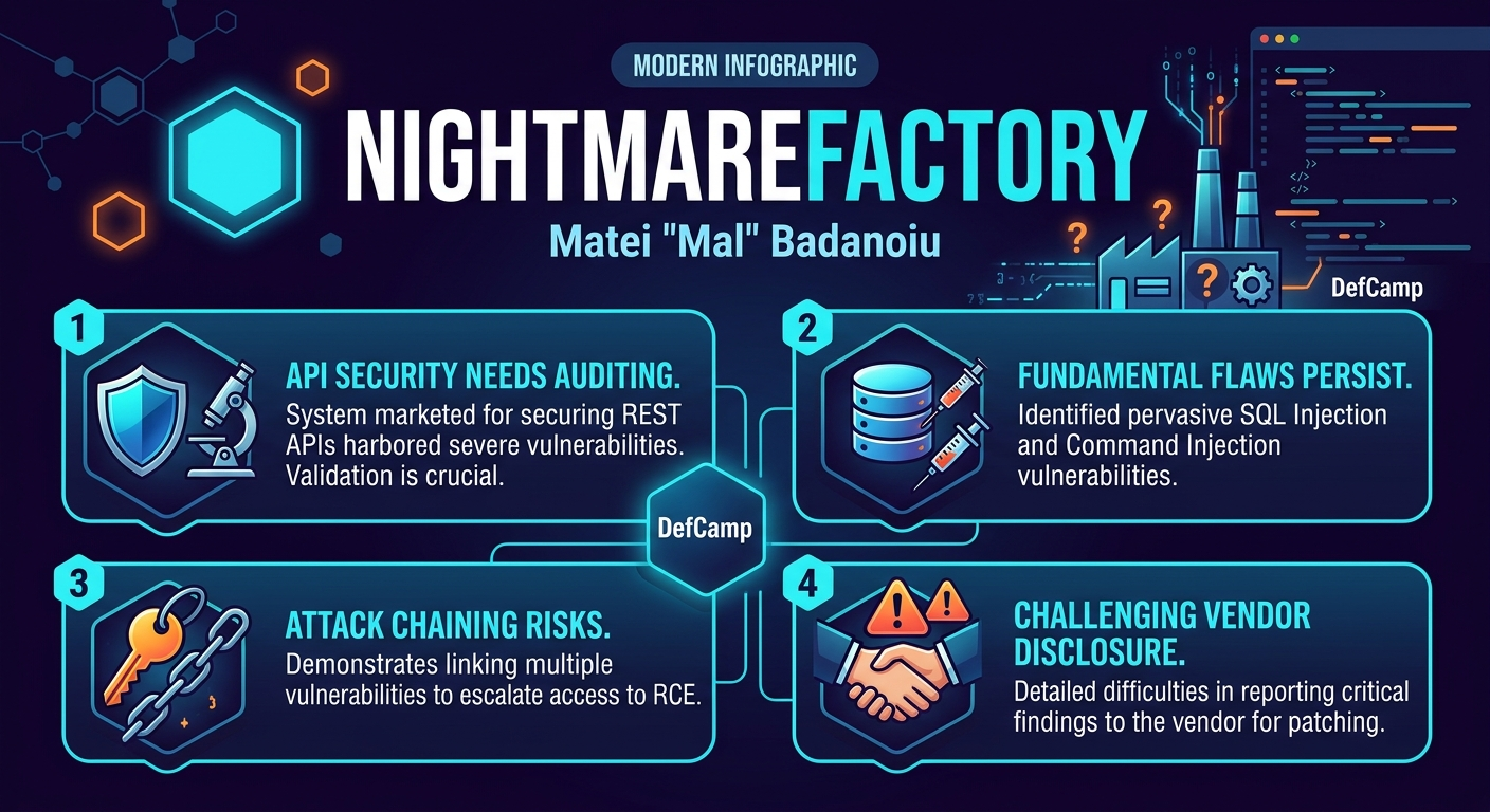Visual summary for NightmareFactory by Matei "Mal" Badanoiu