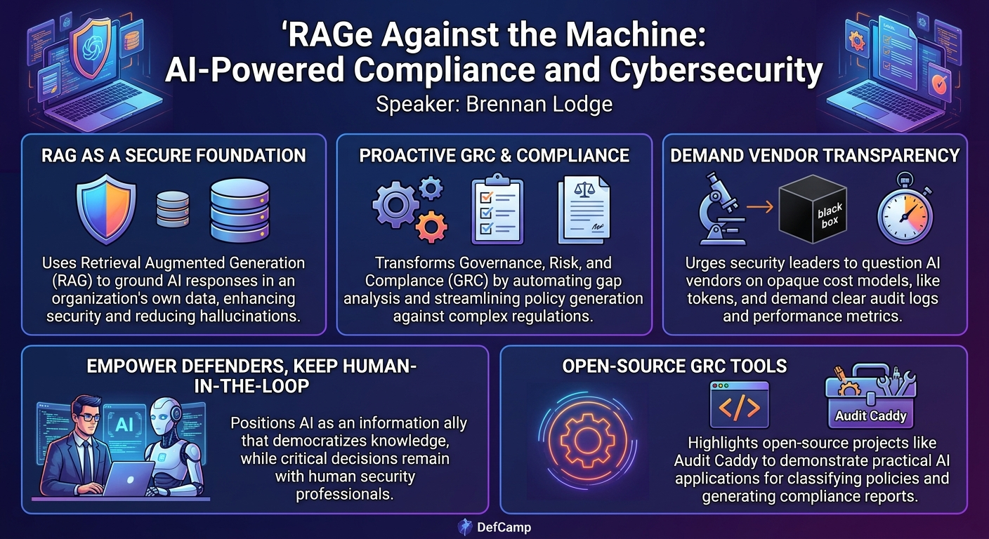 Visual summary for RAGe Against the Machine: AI-Powered Compliance and Cybersecurity by Brennan Lodge