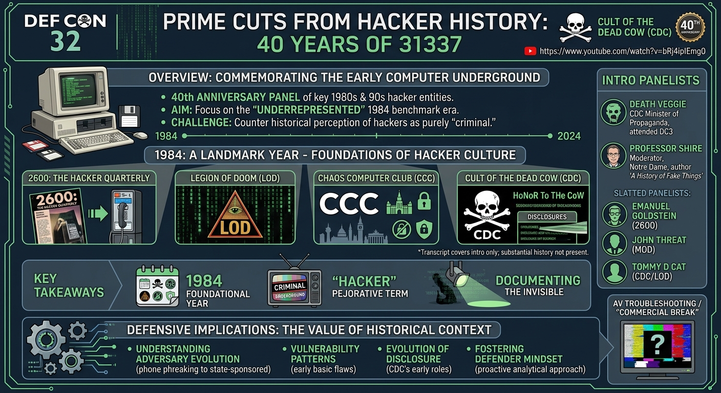 Visual summary for Prime Cuts from Hacker History :40 Years of 31337 by Cult of the Dead Cow