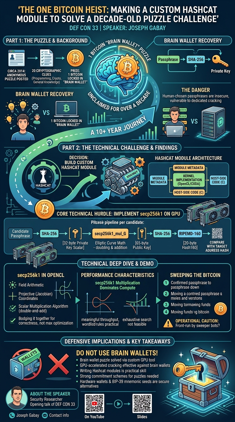 Visual summary for Making a custom Hashcat module to solve a decade-old puzzle challenge by Joseph Gabay