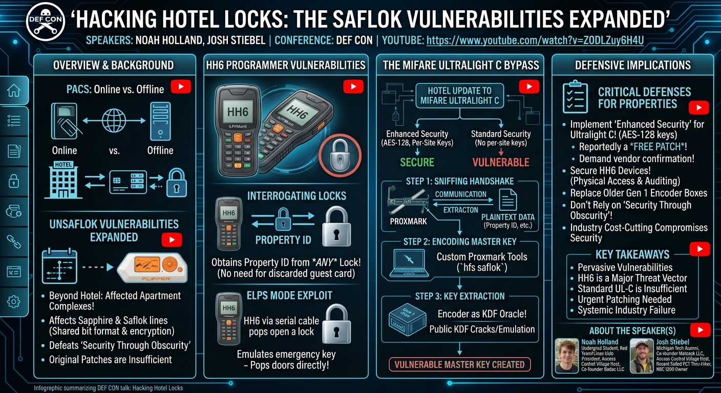 Visual summary for Hacking Hotel Locks: The Saflok Vulnerabilities Expanded -Noah Holland, Josh Stiebel by Noah Holland, Josh Stiebel