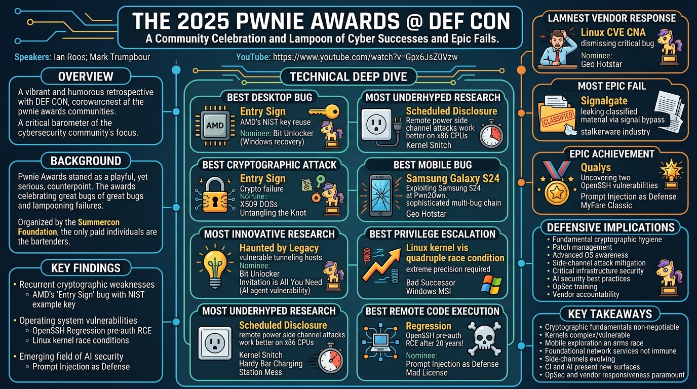 Visual summary for The 2025 Pwnie Awards by Ian Roos, Mark Trumpbour