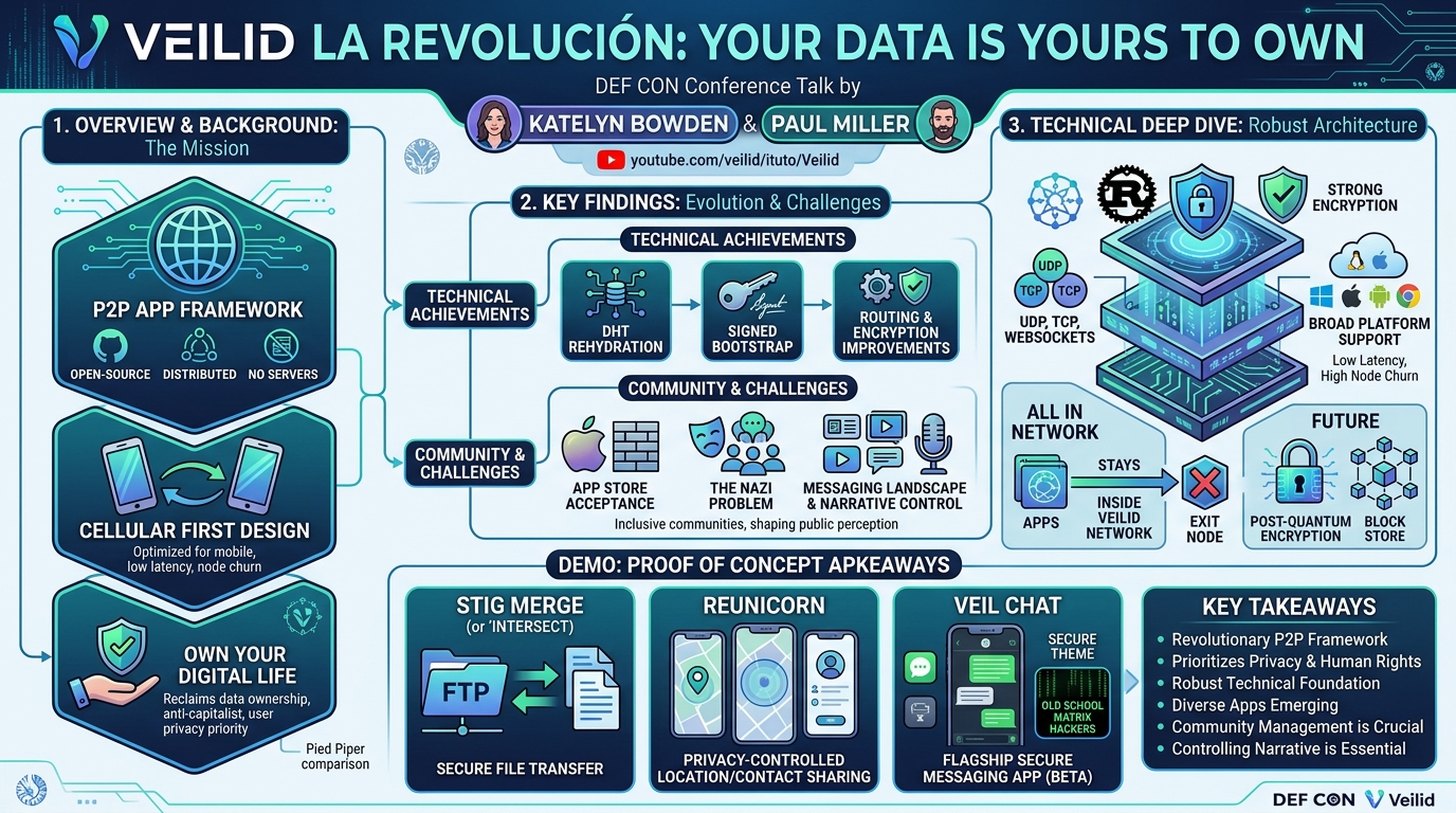 Visual summary for Veilid la revoluçion : Your data is yours to own by Katelyn Bowden, Paul Miller