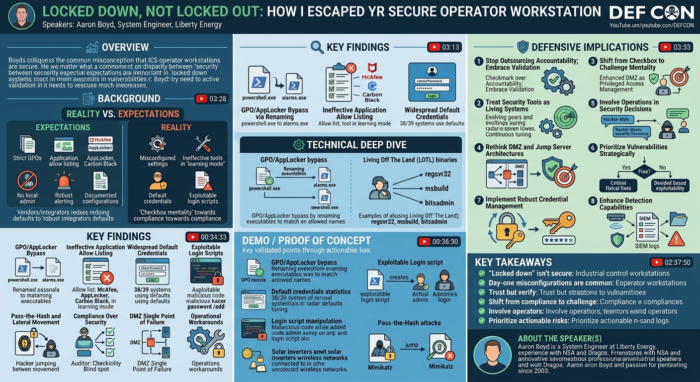 Visual summary for Locked Down, Not Locked Out: How I Escaped Yr Secure Operator Workstation by Aaron Boyd