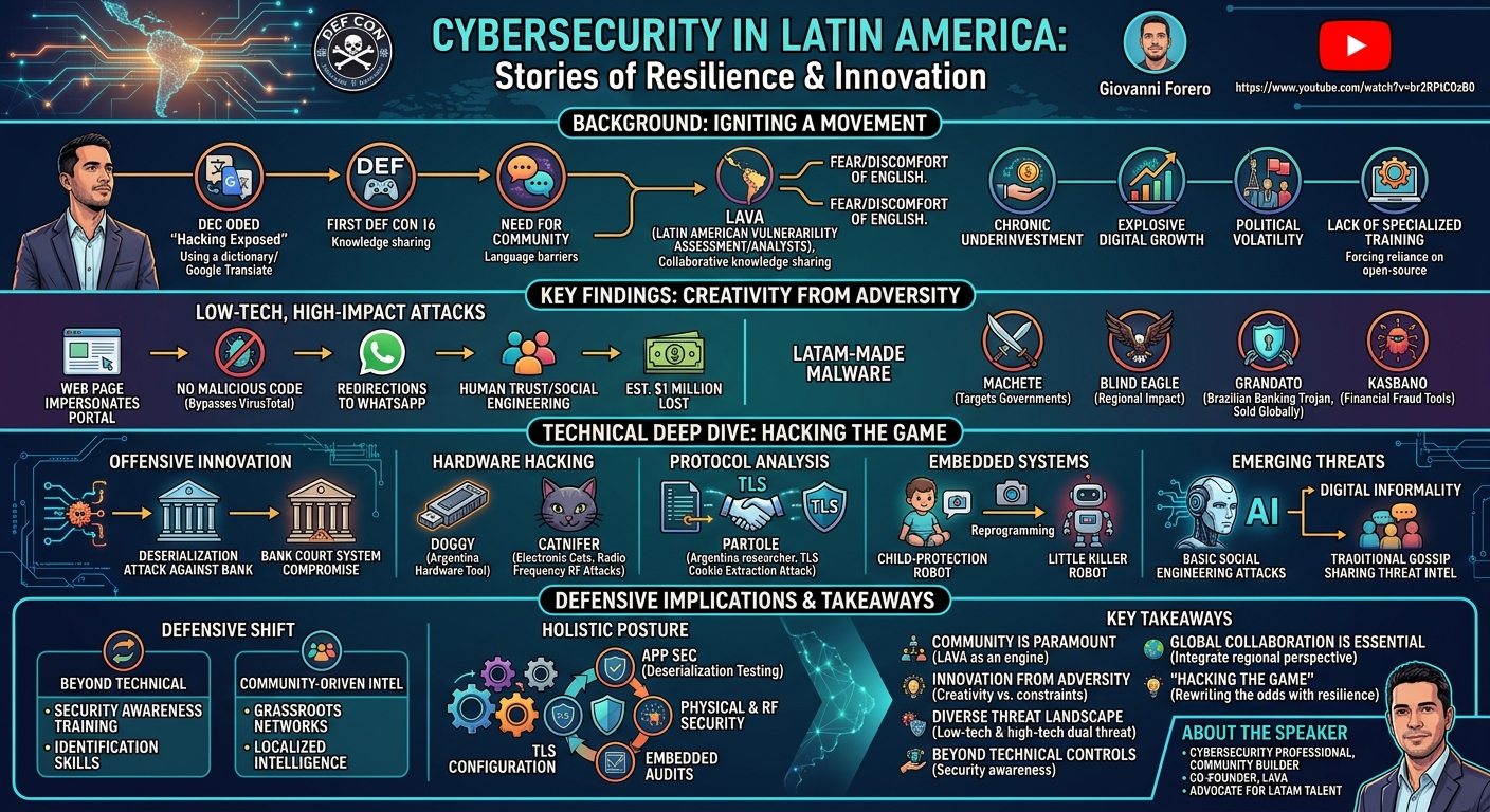 Visual summary for Cybersecurity in Latin America - Stories of Resilience & Innovation by Giovanni  Forero