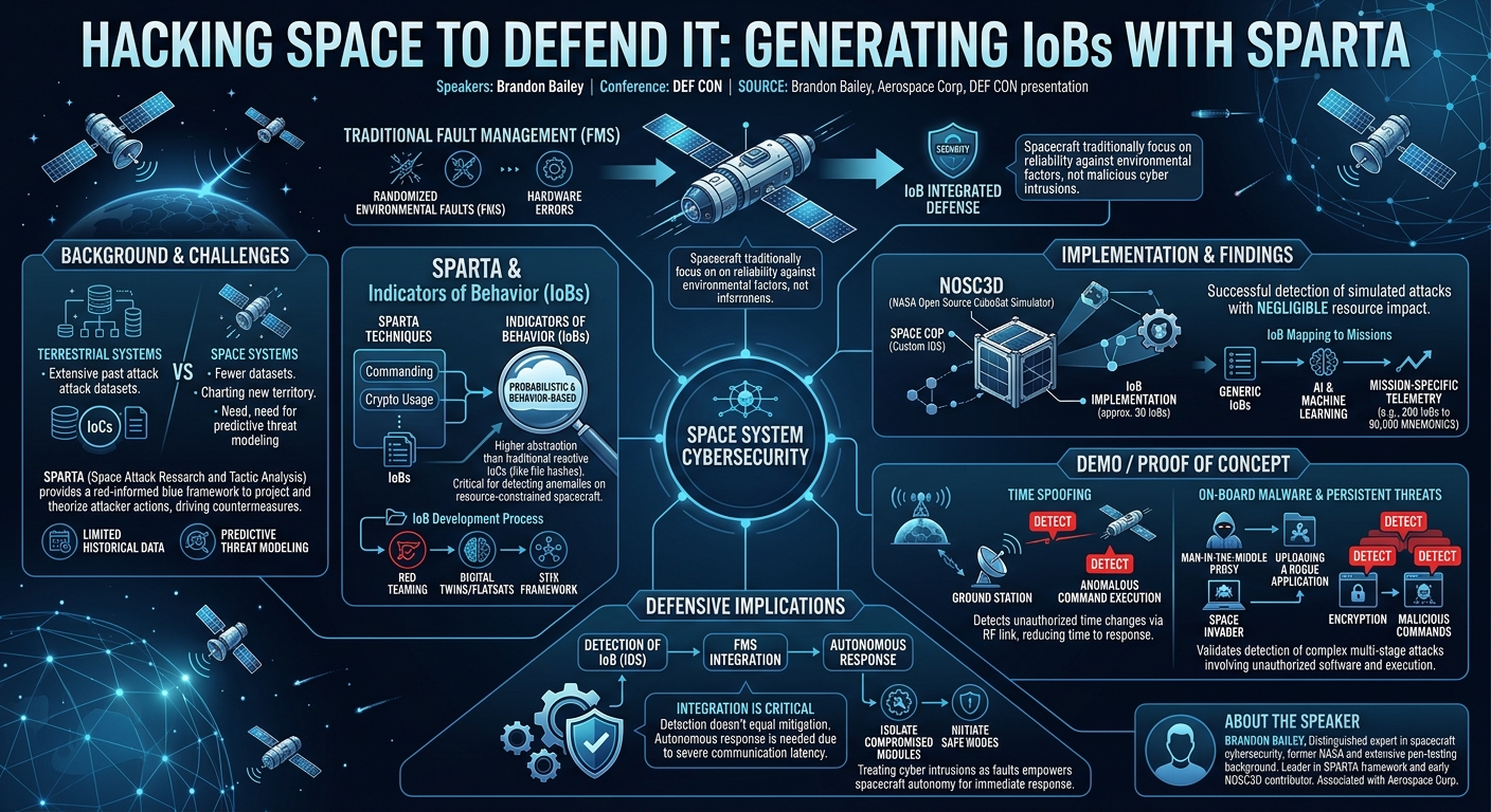 Visual summary for Hacking Space to Defend It: Generating IoBs with SPARTA by Brandon Bailey
