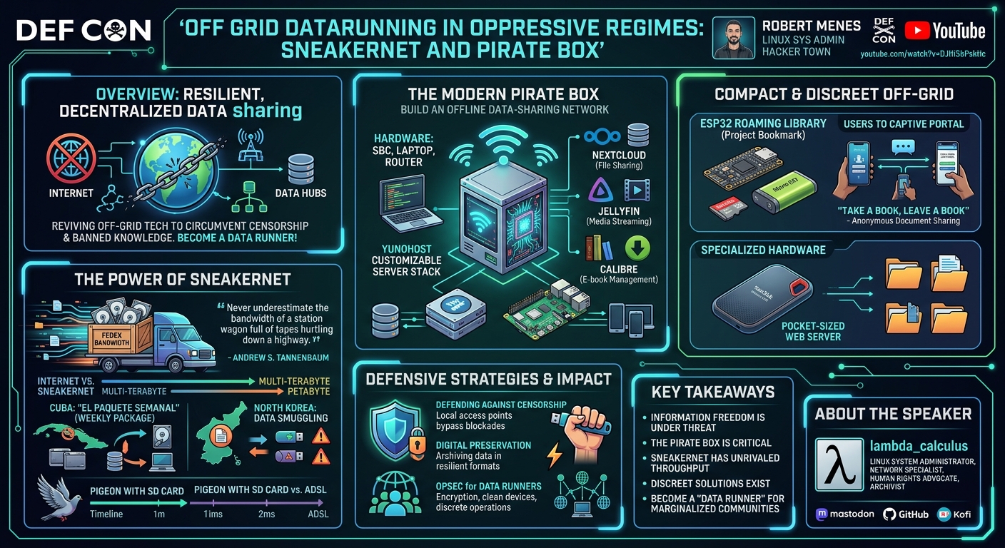 Visual summary for Off Grid Datarunning in Oppresive Regimes: Sneakernet and Pirate Box by Robert  Menes