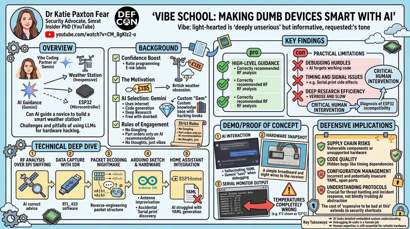 Visual summary for Vibe School: Making dumb devices smart with AI by Dr  Katie Paxton Fear