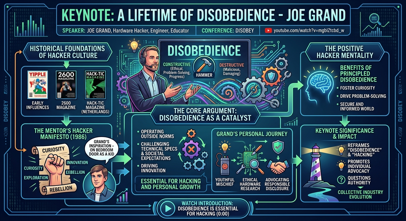 Visual summary for KEYNOTE: A Lifetime of Disobedience - Joe Grand by Joe Grand