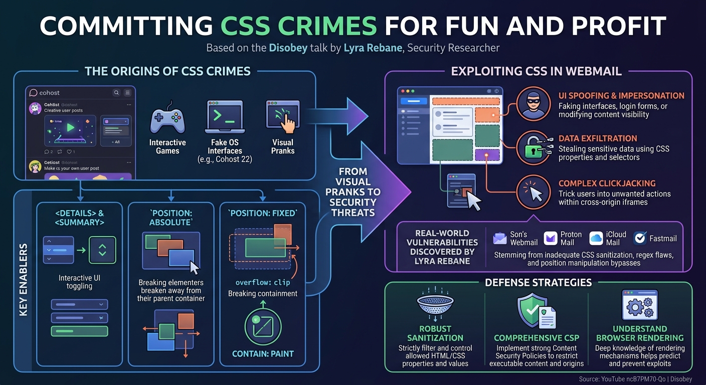 Visual summary for Committing CSS Crimes for fun and profit - Lyra Rebane by Lyra Rebane