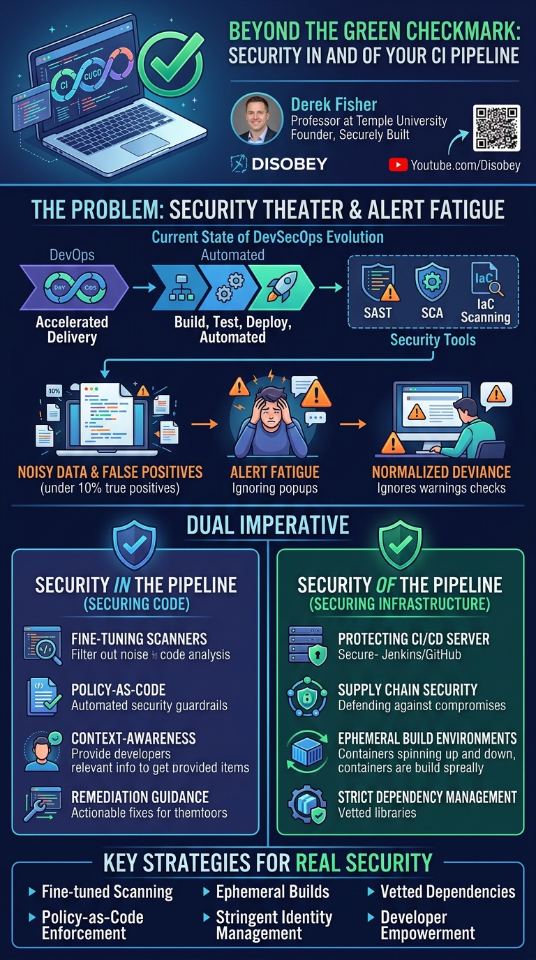 Visual summary for Beyond the Green Checkmark: Security IN and OF Your CI Pipeline - Derek Fisher by Derek Fisher