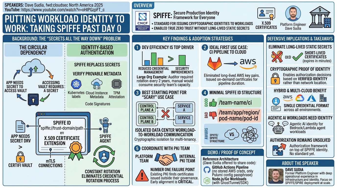 Visual summary for Putting Workload Identity to Work: Taking SPIFFE past day 0 by Dave Sudia